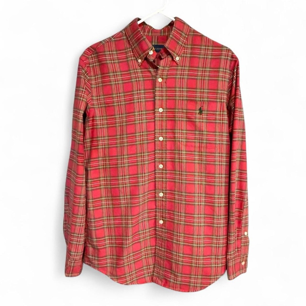Ralph Lauren Red and Green Plaid Button Up Long Sleeve Shirt Size S